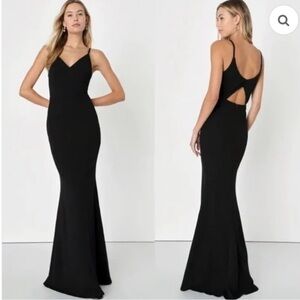 Lulus Classic Black Spaghetti-Strap Evening Gown